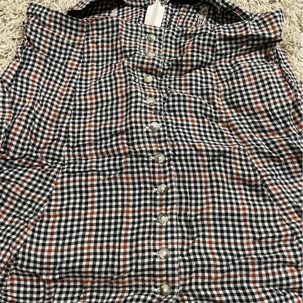 American Eagle Button Plaid Skirt